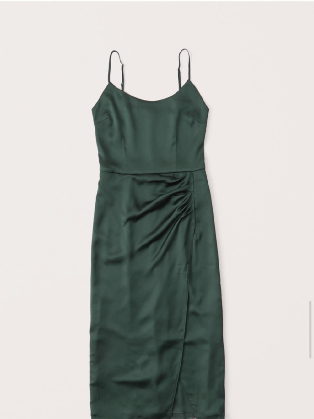 Abercrombie & Fitch Forest Green Satin Midi Slip Dress
